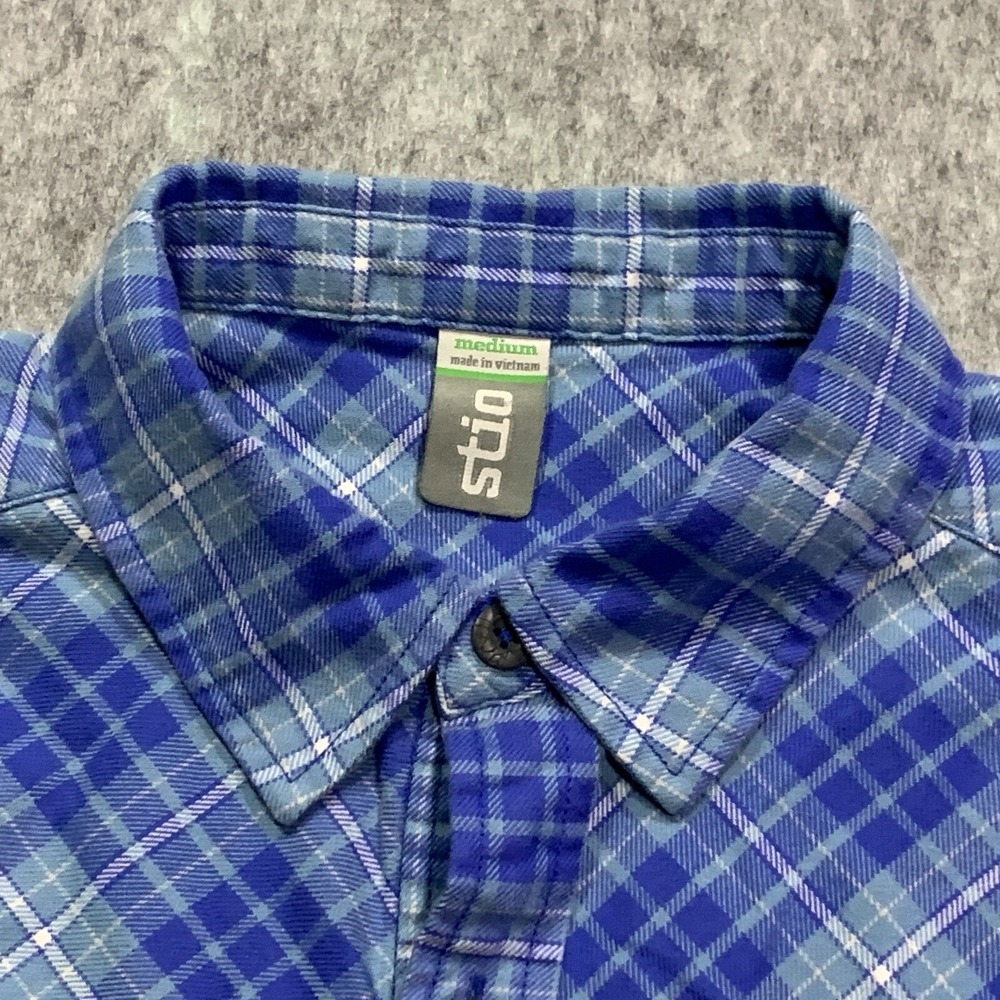 Stio Shirt Men's Blue Plaid Flannel Camping Outdoor Hiking Cotton (2237) -Size M - Picture 4 of 15